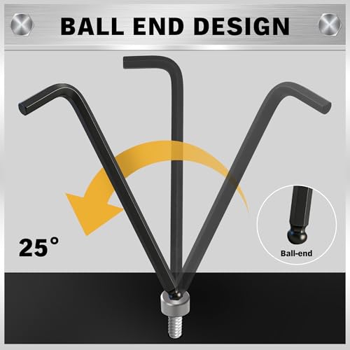 ELEAD Hex Key Allen Wrench Set: 27-Piece Premium MM(1.27mm-10mm) & SAE(3/64"-3/8) Allen Key Set with Grip Handle, Long and Short Arm with Ball End, Organized Storage - style: Ball End Allen Key Set