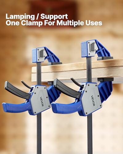 VEVOR Bar Clamps for Woodworking, 2-Pack 24 inch One-Handed Clamp/Spreader, Quick-Grip F-Clamp with 340 lbs Load Limit, Premium Plastic and Carbon Steel, for Woodworking Metal working, Blue + Black - size: 32.87 x 9.49 x 1.38 inch, style: Quick Grip