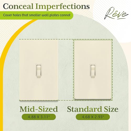 TG Mid-Size Screwless Toggle Light Switch Cover Plate, 1 Pack, Light Almond - color: Light Almond, size: 1 Gang