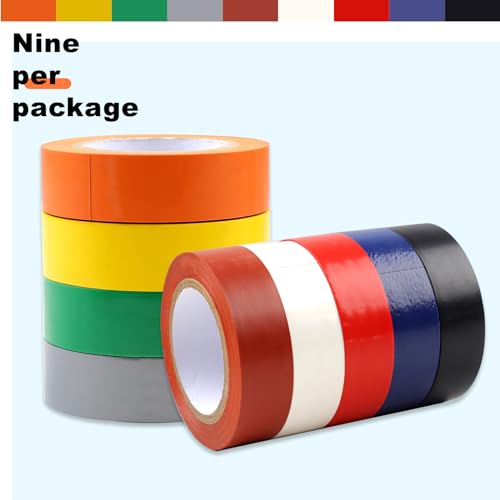 Romeda 9 Pack Coloured Electrical Tape, Electrical Tape Colours Water, Sun, and Oil Resistant, Suitable for Most Domestic, Commercial, and Industrial environments. - color: Mix Colors
