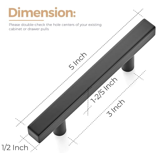 Ravinte Matte Black Square Cabinet Hardware Pulls 3 Inch 30 Pack - color: Black, size: 3 Inch Hole Center