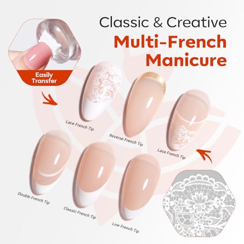 modelones 16Pcs Nail Stamping Kit French Tip Stamper Lace Nail Stamp Plate - color: A1 Romantic Lace