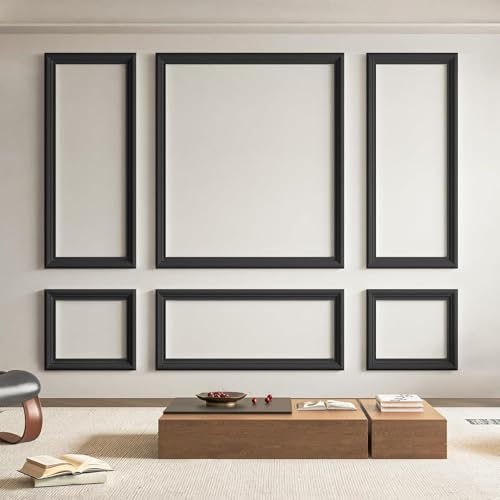 Art3d Pre-Cut Wall Molding Set of 6 pcs, 3 Top 3 Bottom, Black - color: Black: Style 2