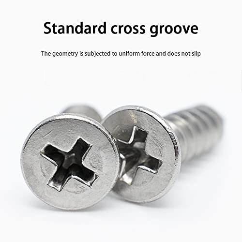 M4 Wood Screws Assortment Fasteners Kit 530Pcs,304 Stainless Steel Self-Tapping Screws,Phillips Drive Sheet Metal Screws Set,Countersunk Flat Head Assorted Screws,Self Tapping Screws for Metal - size: M4, style: Flat Head (Stainless Steel)