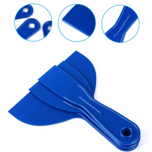 Plastic Putty Knife Set - 3Pcs Blue Plastic Scraper Tool, 1.5"/3"/6" Sizes Spackle Knife for Spackling, Painting, Drywall, Arts and Crafts, Tile Jobs, Tamale Making - color: Blue