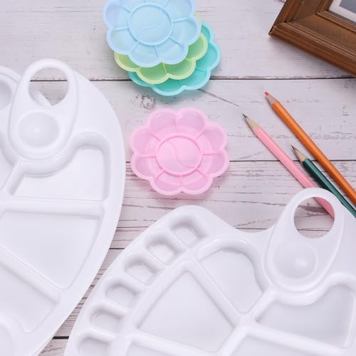 PATIKIL 24Pcs Paint Tray Palette, 3.1"/8cm Painting Palette Plastic Palette Flower Shape for Watercolor Gouache Painting Art Craft DIY Project, Yellow - color: Yellow