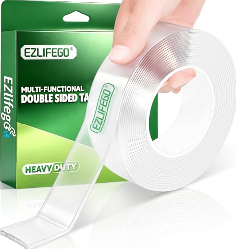 EZlifego Heavy Duty Invisible Bond Nano Double Sided Mounting Tape, 9.85FT | Nano-Tech, Holds up to 72 lbs, All-Purpose, Instant Hold, Industrial-Strength Adhesive, Indoor & Outdoor Decor,Back to School - size: 9.85 Feet