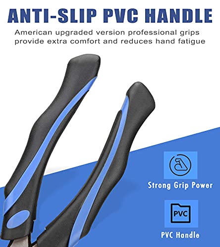 URASISTO 8-Inch Long Needle-Nose Side Cutting Pliers with Heavy Duty Nickel Chromium Steel Construction - size: 8" Long Nose Pliers