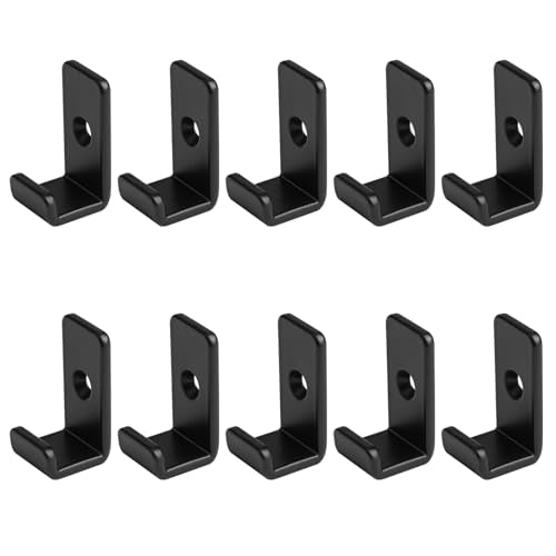 10 Pack Mini Black Steel Utility J Hook, Wall Mount Bracket, 5/8" Inside - size: 5/8"