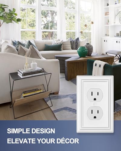 Switch Plates Outlet Covers, 4-Pack Metal Wall Plates, Pure White - color: Pure White, size: 1 Duplex 4PK