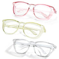 Safety Glasses Goggles for Women Girls Anti Fog Protective Eyewear Glasses - color: Clear+pink+green
