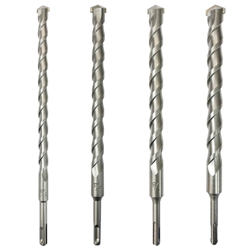 SDS Plus Drill Bits – 4pcs 12 Inch Concrete Masonry SDS Plus Drill Bit Set - Carbide Tipped - Rotary Hammer Drill Bits for Brick, Stone, Concrete (5/8” x 12”, 3/4” x 12”, 7/8” x 12”, 1” x 12”) - size: 4PCS(5/8” x 12”,3/4” x 12”,7/8” x 12”,1” x 12”)
