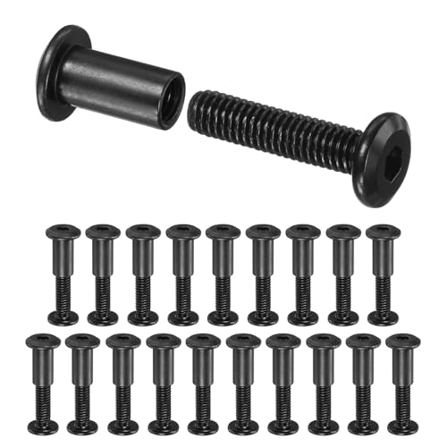 M METERXITY 20-Pack Hex Drive Socket Cap Bolt, M6 x 25mm Carbon Steel Furniture Connector Bolts Barrel Nuts for Furniture Assembly/Cabinet/DIY Binding Post Screws Rivet Fasteners [Black] - size: M6 x 25mm