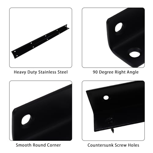 Long L Bracket,ULIFESTAR Black Corner Brace Brackets,Iron Corner Brackets,Thickness 2mm,Heavy Duty Shelf Bracket,Metal Right Angle Bracket for Wood,430*30mm/16.93*1.18'' 4 PCS - size: 430*30mm/16.93*1.18''
