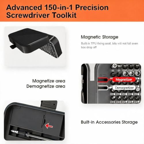 Precision Screwdriver Set, 150 in 1 Mini Screwdriver Set Tool, Black - color: Black, size: 150