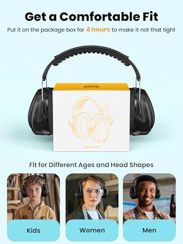 Dr.meter Adults Ear Muffs for Noise Reduction and Noise Cancelling Headphones for Kids with Adjustable Head Band, Black & Dark Blue