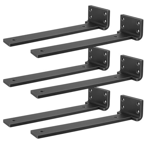 Black L Brackets Metal Heavy Duty Shelf Brackets 8 in 6 Pack , Floating Shelf Bracket for Shelves Support Bracket for DIY Decorative with Screws - size: 8Inch