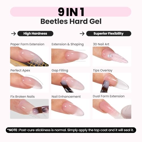 Beetles Hard Gel HEMA-Free, 1 oz 9 in 1 Clear Builder Nails Gel - color: Dewy Breeze Clear HEMA-Free 1 oz