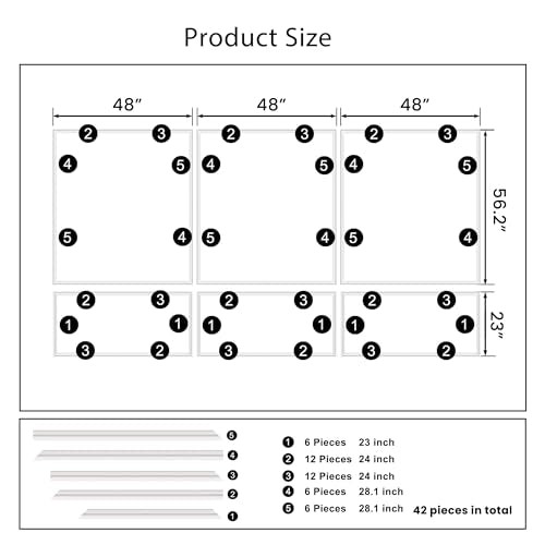 SMARTSTANDARD Precut Wall Molding Kit, Ready to Assemble, 6-Frame - color: White: Style 4