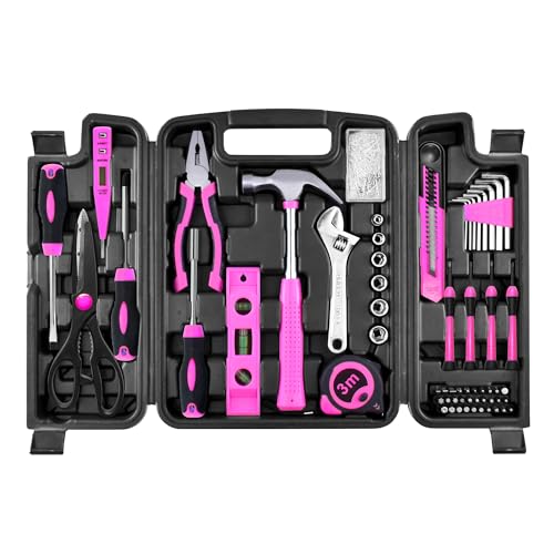 Pink Tool Set for Women,206-Piece Home Tool Kit for Women Girls Ladies,Basic Household Toolkits for New Apartment Garage Office College Dorm & DIY Projects - size: 206 Piece