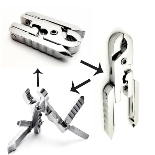 OULIGET Stainless Steel Folding Maintenance Multifunctional plier,Portable Key Chain Mini 10 in 1 Pliers,Pocket Screwdriver Camping Folding Pliers,1 Piece