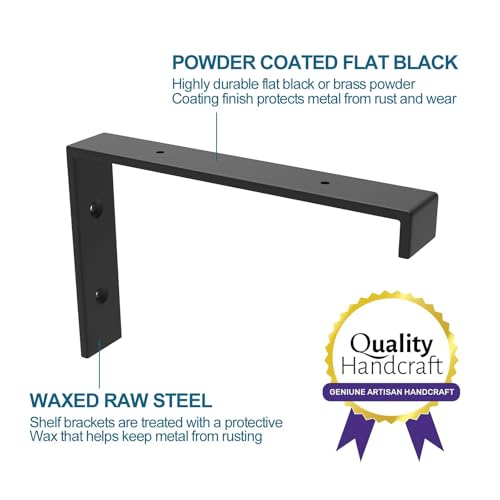WEKIS Shelf Brackets 12 Inch, Strong Heavy Duty Floating Shelf Brackets Pack of 12, Industrial Metal Iron Matte Black Shelving Brackets 1/5 Inch Thick Brackets for Shelves 12 PCS - size: 12 Inch