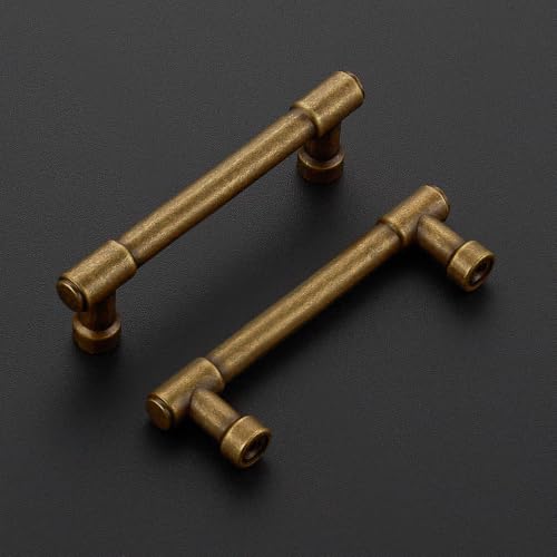Ravinte Antique Brass Kitchen Pulls Cabinet Handles 3 Inch 10 Pack - color: Antique Brass, size: 3 Inches Hole Center