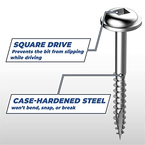 Kreg Zinc Pocket-Hole Screws - SML-F150-100 - 1-1/2 Inch - Fine Thread - Maxi-Loc Head - Indoor - 100 Count