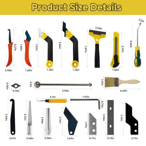 Grout Removal Tool Kit – 33Pcs Tile Caulk Scraper Set with Carbide Saws, Ergonomic Handle & Multi-Shape Blades for Efficient Bathroom, Shower & Kitchen Floor
