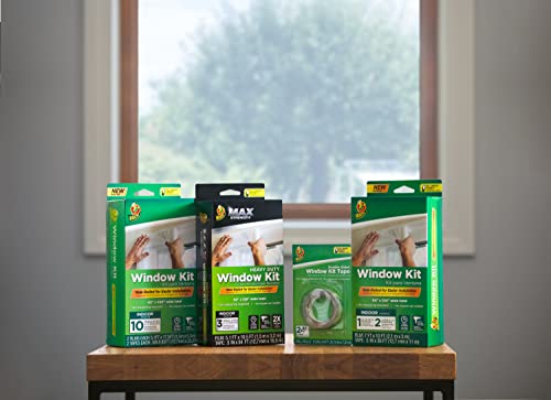 Duck MAX Strength Window Insulation Kit, Winter Window Seal Kit Fits up to 10 Windows, Heavy Duty Shrink Film Cuts to Size for Easy Indoor Installation, Window Tape Included,62 In. x 420 In., Clear - size: Standard Window - 10 Pack