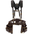 OX Framing Leather Tool Belt + Suspenders - Carpenter Tool Belt Rig- Size L - color: Framing Belt + Suspenders, size: Large