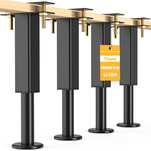 4 PCS Adjustable Height Bed Support Legs, 6.2-7.5 in Metal Bed Risers - size: 6.2"-7.5" (4pcs)