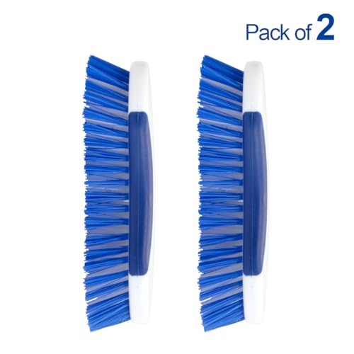 CELOX 2 Pack Multi Purpose Heavy Duty Scrub Brush, Deep Clean Brush for Tile Floors and Walls, Shower Doors, Tubs - color: White Blue-2pack