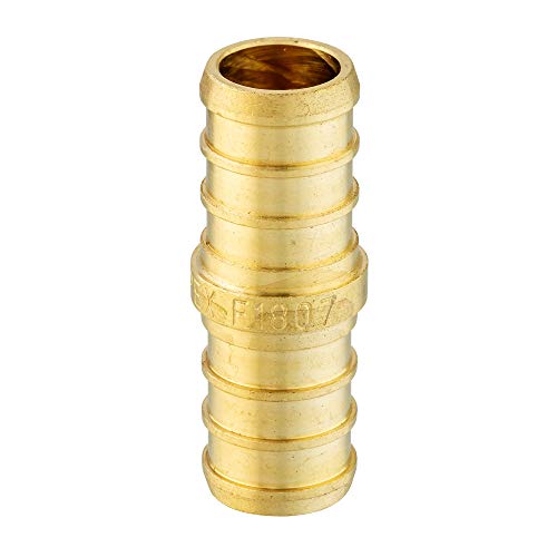 10-Pack EFIELD Pex 3/8" x 3/8"Straight Coupling Brass Crimp Fitting - size: Pack of 10, style: 3/8" x 3/8"