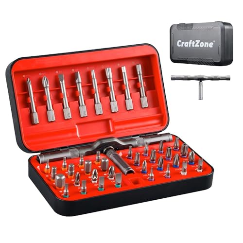 42 in 1 Magnetic Ratchet Screwdriver Set, S2 Steel Multi-Bit with Ratcheting Handle, Electronics Tool Kit for Furniture Assembly, Home Maintenance & Bicycle Repair