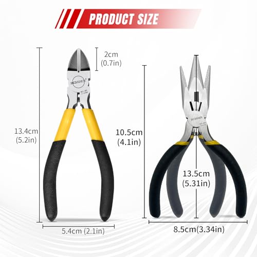 BOOSDEN Mini Jewelry Plier Set Small Needle Nose & Flush Wire Cutter 5 Inch - size: 5" Wire Cutter+5" Needle Nose
