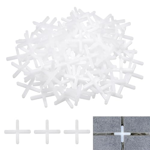 uxcell 400Pcs Tile Spacers, 3mm 1/8" Thick Cross Shape Wall Floor Tile Spacer Tiling Tools for Ceramic Tile Installation (PE Plastic, White) - size: 3mm