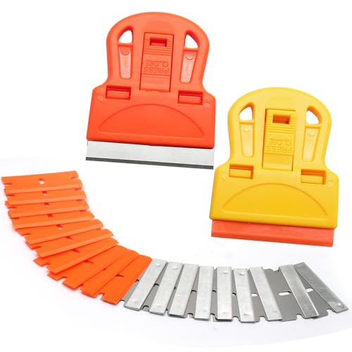 2 Sets Razor Blade Scrapers with Plastic Scraper Tool
