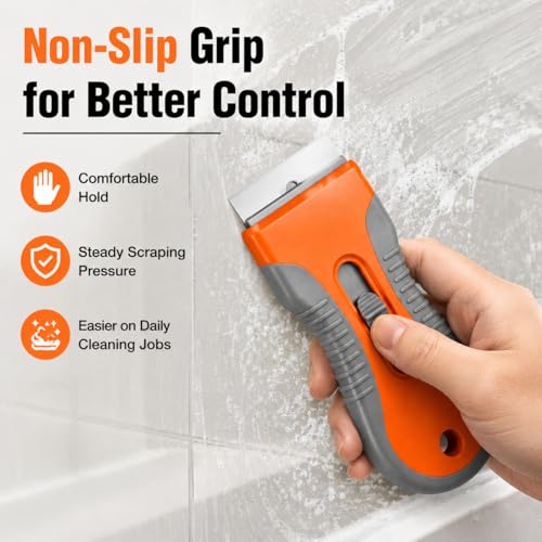 Rackii Razor Blade Scraper Tool, 4 Pack with 40 Metal Blades, Safety Lock - size: 4pack+40pcs