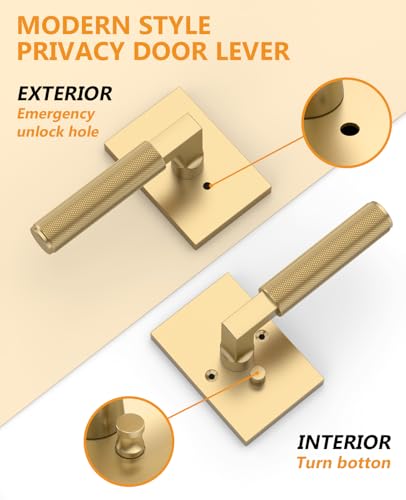 Asidrama 6 Pack Champagne Bronze Privacy Interior Door Handles - color: Champagne Bronze