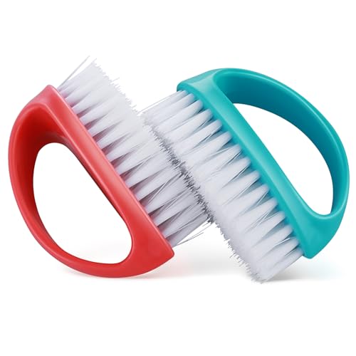 Amaxiu Hand Nail Brushes, 2pcs Grip Clean Heavy Duty Nail Brushes for Cleaning Fingernails Nylon Firm Stiff Bristles Deep Clean Scrubber for Mechanics Gardeners Hand Under Nails Toes(Red, Blue) | Nylon Firm Stiff Bristles Deep Clean Scrubber for Mechanics