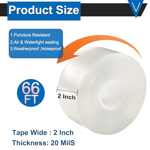 Window Insulation Tape for Winter Heavy Duty Weather Stripping Sealing Film Tape Draft Stopper 2 in x 66 Ft Keep Warm & Save Energy Easy Apply & Remove for Doors and Windows - size: 2 IN * 66 FT