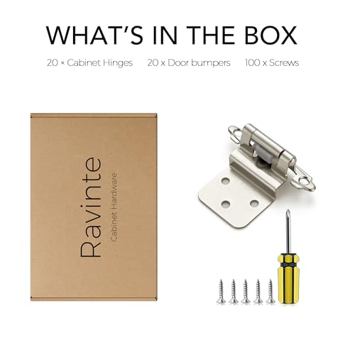 Ravinte Satin Nickel Kitchen Cabinet Hinges, 3/8" Inset, 20 Pack - size: 3/8" Inset