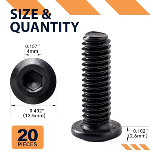 1/4-20 x 3 (20 Pack) Flat Head Hex Socket Cap Screws Bolts, Black Oxide 304 Stainless Steel 18-8, Hex Drive, Fully Machine Thread Furniture Bolts, with Hex Spanner - size: 1/4-20 x 3"
