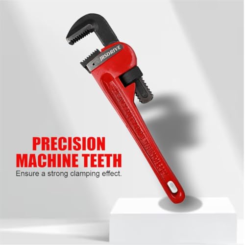 Heavy Duty Pipe Wrench, 18 Inch Adjustable Straight Plumbing Wrench, Hardened Steel Jaws with Professional Cast Iron Handle for Industrial, Construction, and Home Maintenance E-2049 - size: 18 Inch
