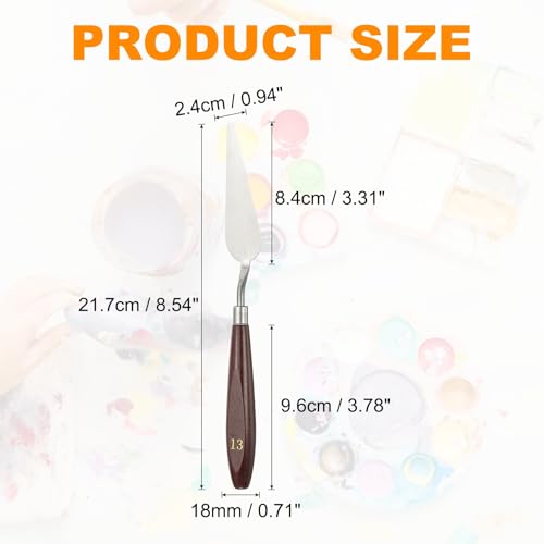 HARFINGTON 5pcs Palette Knife Painting Tool 3.31 x 0.94 Stainless Steel Art Spatula Pallet Knives Scrapers Tools with Beech Wood Handle for Acrylic Oil Canvas Mixing Spreading, Red/Silver - size: 3.31" x 0.94"