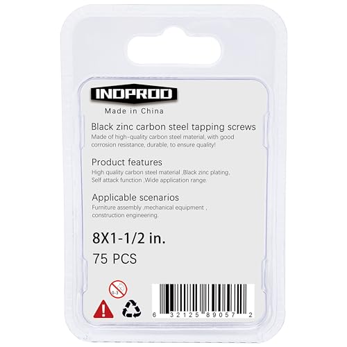 #8 X 1-1/2" Black Screw,Flat Head Phillips Wood Screw, Electroplating Black Carbon Steel, #8 X 1-1/2-Inch, 75Pcs - color: Black Zinc Plated Screws, size: #8 x 1-1/2"