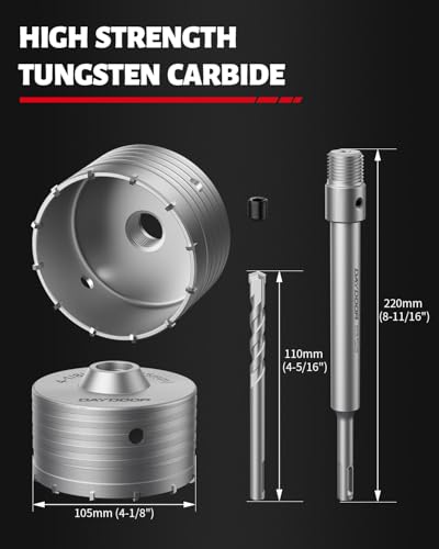 DAYDOOR 4-1/8" (105mm) Concrete Hole Saw with SDS Plus Shank - size: 4-1/8''