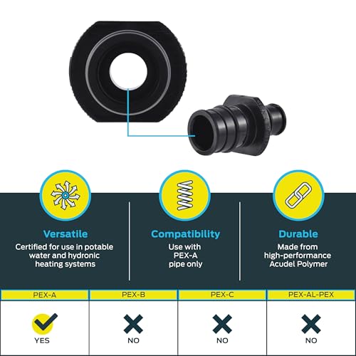 SharkBite 1/2 Inch x 3/4 Inch Expansion Reducing Coupling for PEX-A Pipe, Made in the USA, Pack of 5, Plastic Plumbing Fittings, Poly Reducing Coupling for PEX-A Tubing, UA058A5
