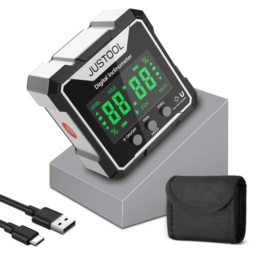 JUSTOOL Mini Digital Angle Gauge Magnetic Angle Finder with Dual Laser - color: Grey